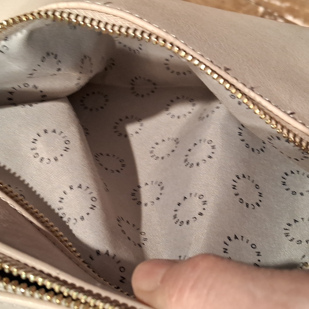 BCBGeneration women's three zipper compartment cream color purse - Picture 9 of 12